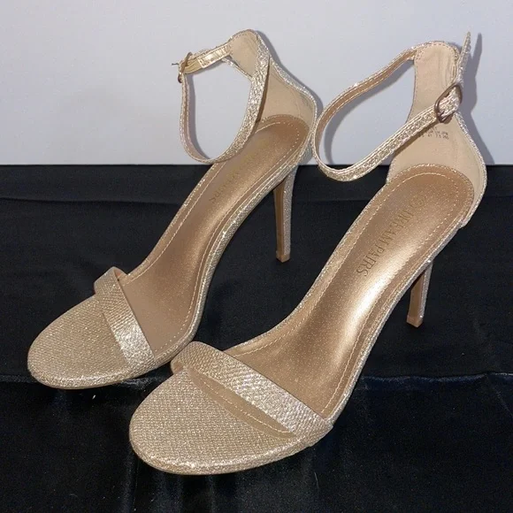 DREAM PAIRS Women's Glitter Gold Ankle Strap High Stiletto Heels Pumps Heel - Picture 6 of 14